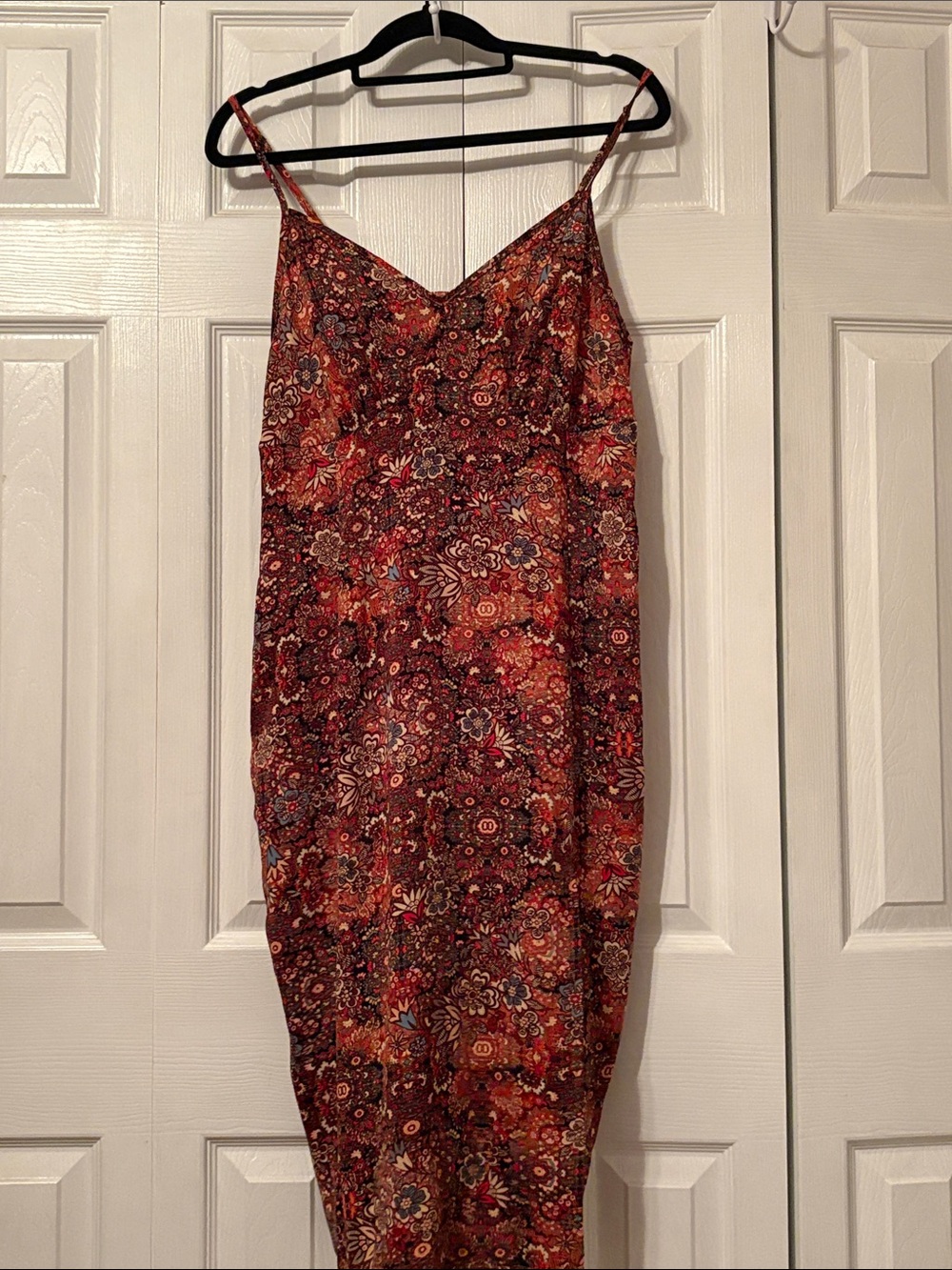 Floral Spaghetti Strap Slip Dress in Burgundy size 0X